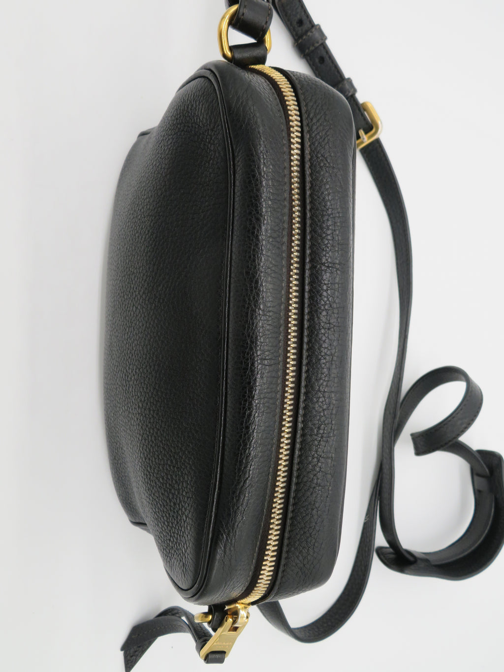 Prada Black Vitello Daino Double Zip Camera Bag