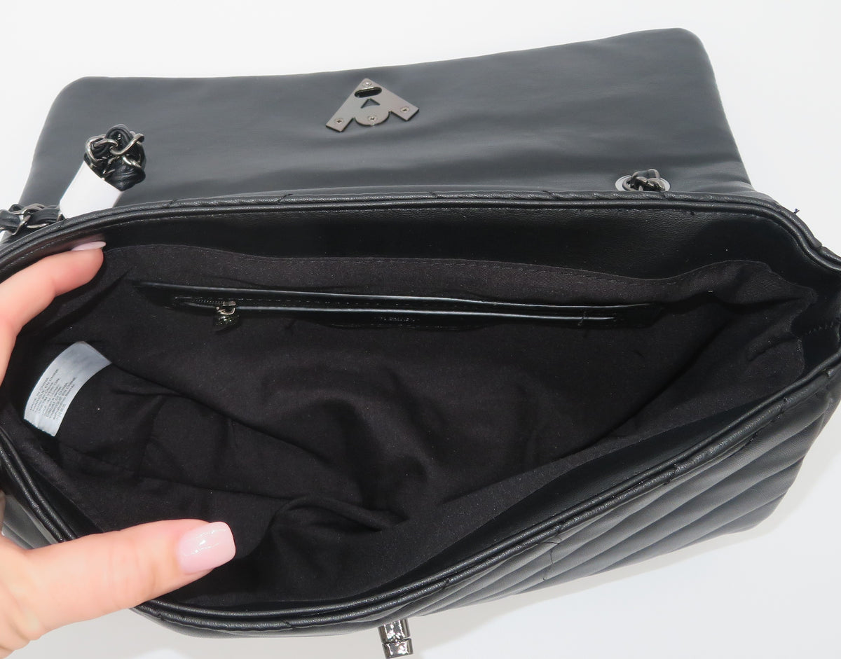 Valentino Orlandi Angel Black Quilted Vegan/Faux Leather Crossbody Bag