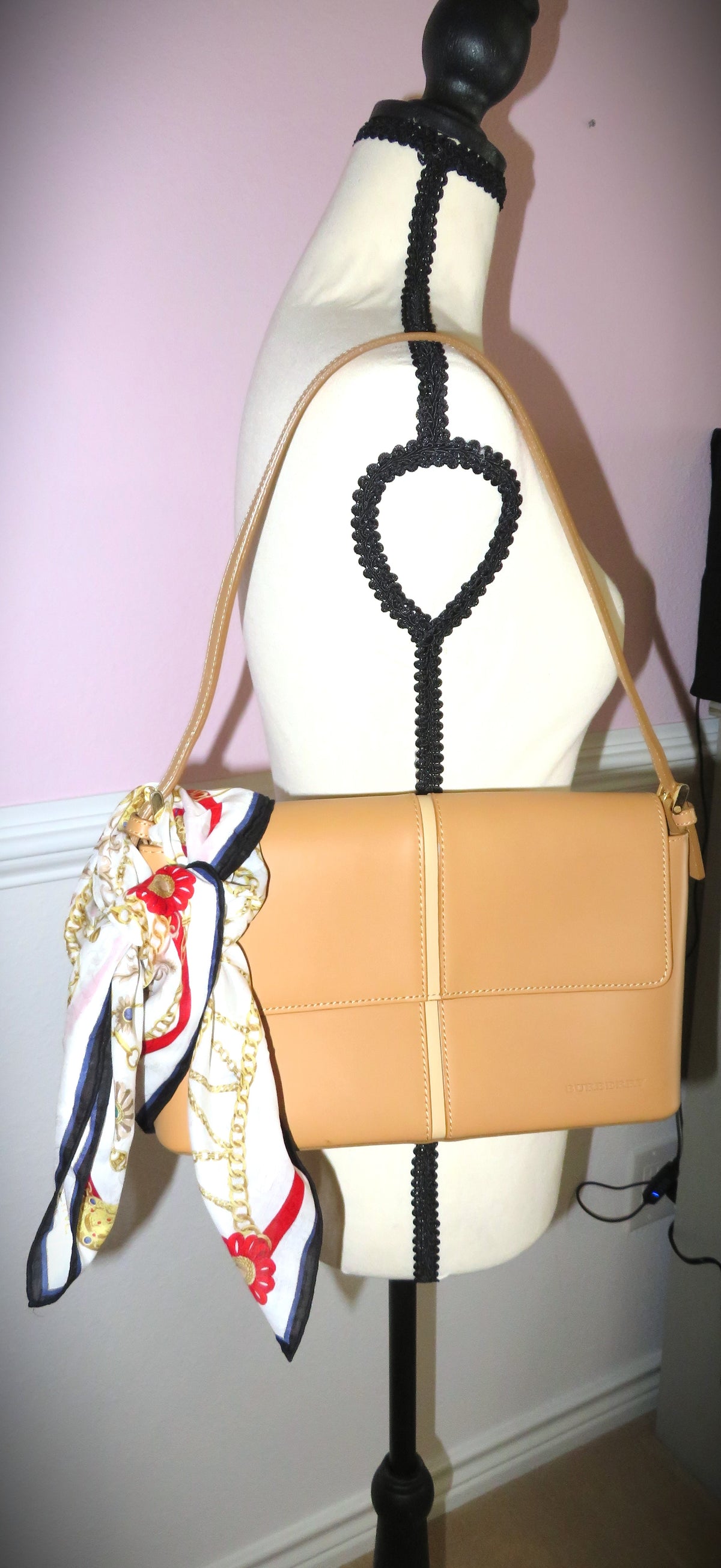 VINTAGE Celine Chain and Jewelry Print Silk Handkerchief