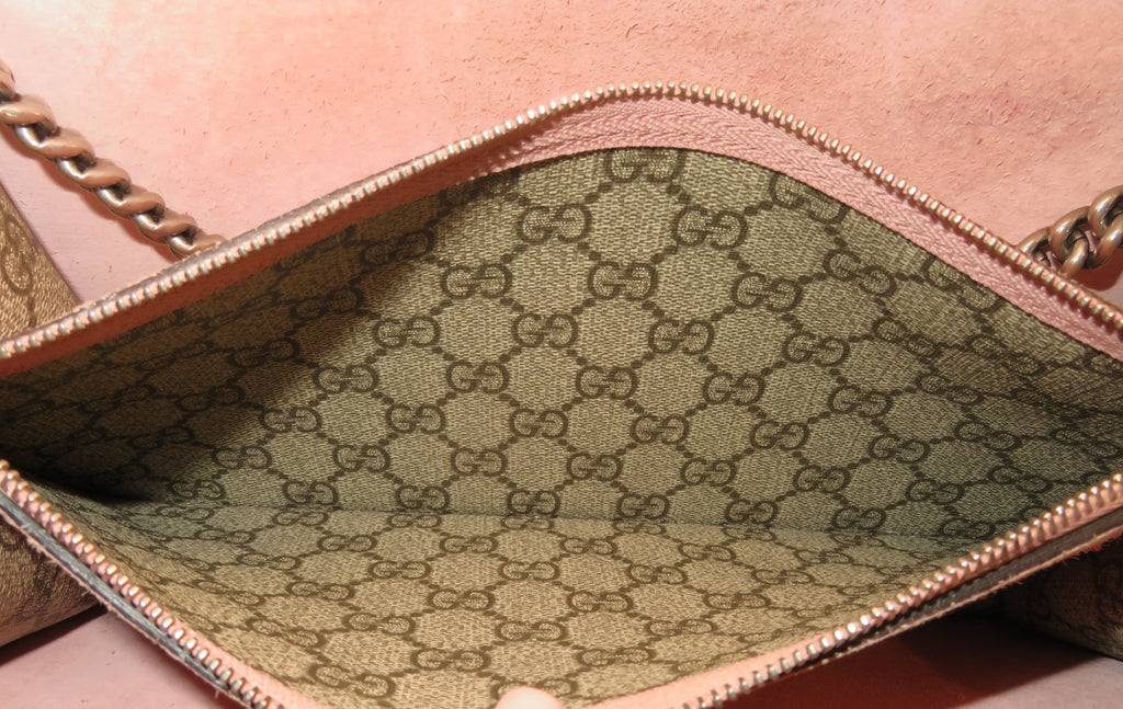 Gucci GG Supreme Pink Suede Crystal Medium Dionysys