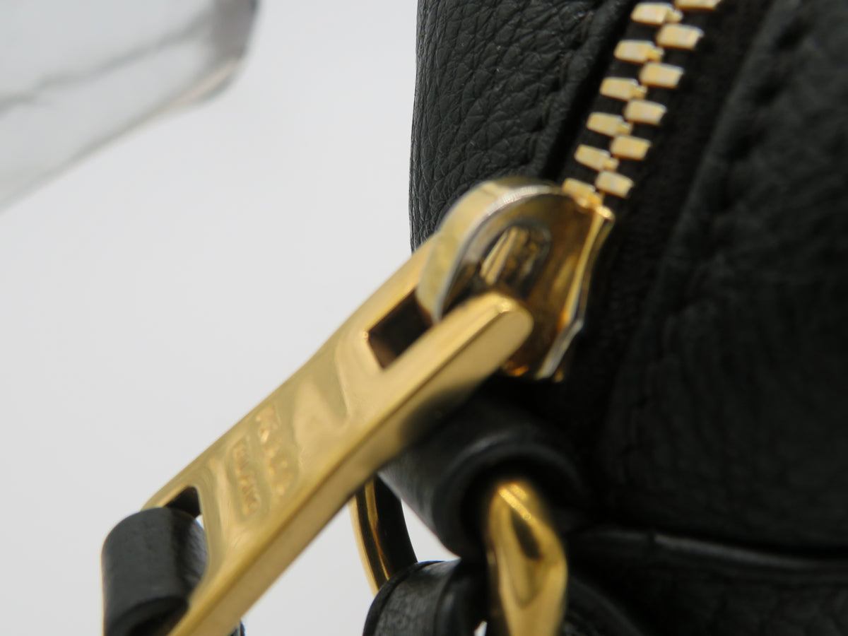 Prada Black Vitello Daino Double Zip Camera Bag