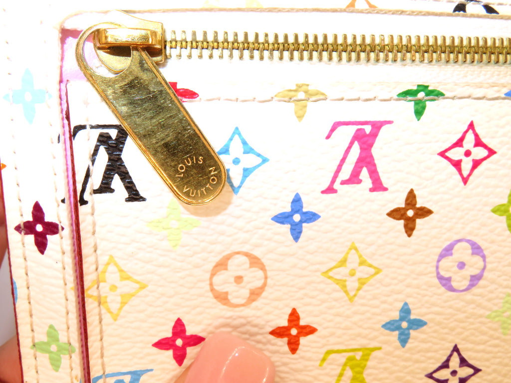 Louis Vuitton Eugenie White Multi Color Monogram Murakami Tri Fold Wallet