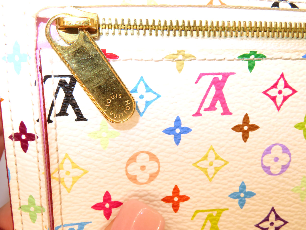 Louis Vuitton Eugenie White Multi Color Monogram Murakami Tri Fold Wallet